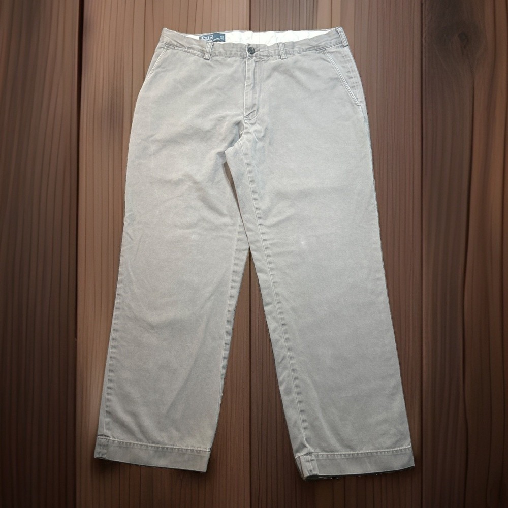 Polo Ralph Lauren Preston Pants Mens 36x30 Gray Cotton Straight Leg Slash Pocket